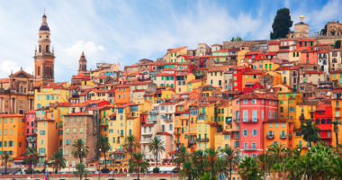 View on old part of Menton, Provence-Alpes-Cote d'Azur,  France.