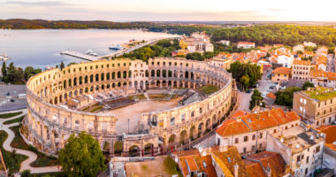Pula amphitheater in the morning, Croatia